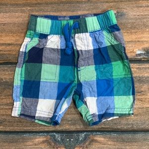 First Impressions 3-6mo Boys Green/Blue/White Plaid Shorts